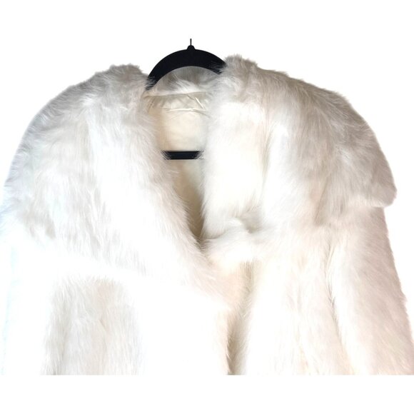 White Faux Mink Fur Jacket Small Oversized Collar Winter - Picture 7 of 11